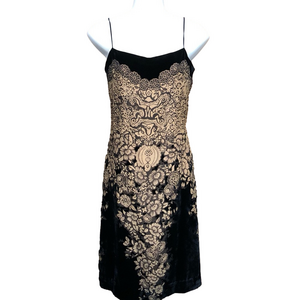 Laundry Shelli Segal black cream burnout velvet slip dress Size 12 Romantic
